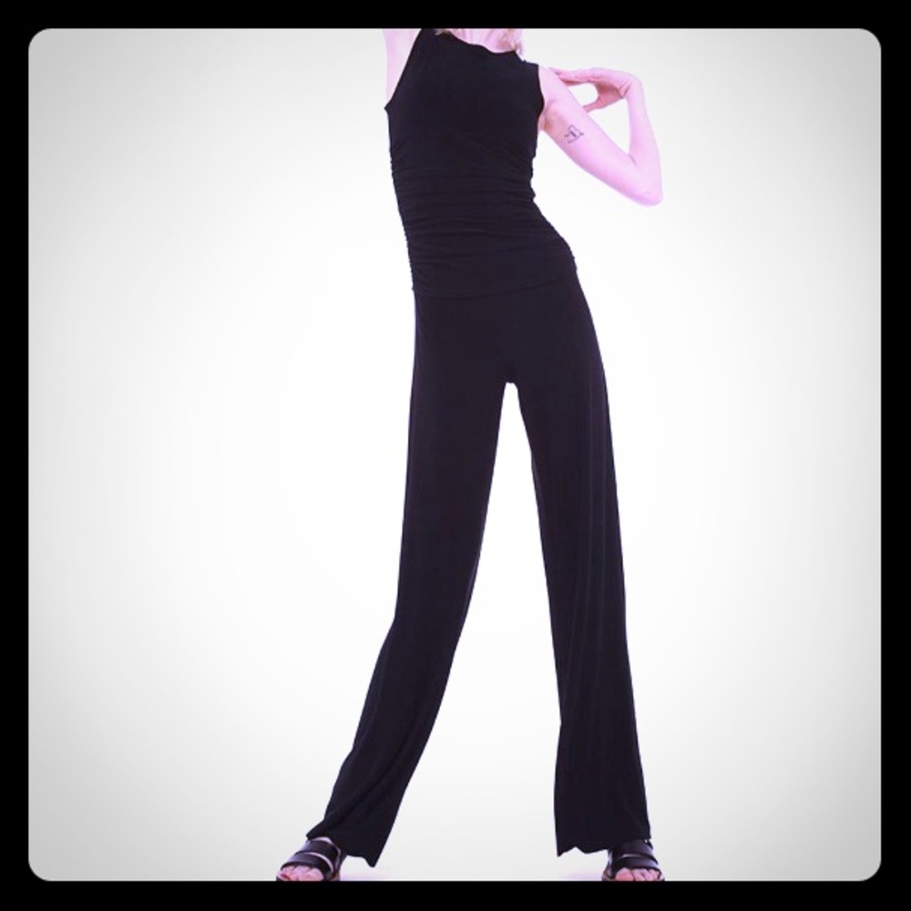 Norma Kamali SHIRRED WAIST JUMPSUIT- BLACK-XL NWT